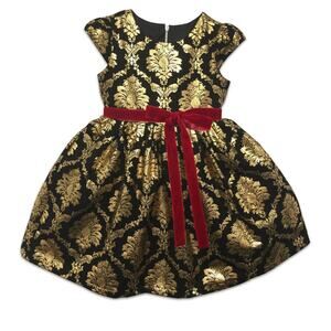 NWT Joe Ella Gold & Black Metallic Damask Dress size 4